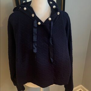 Simply Southern Navy Hoodie with Pearl Accents